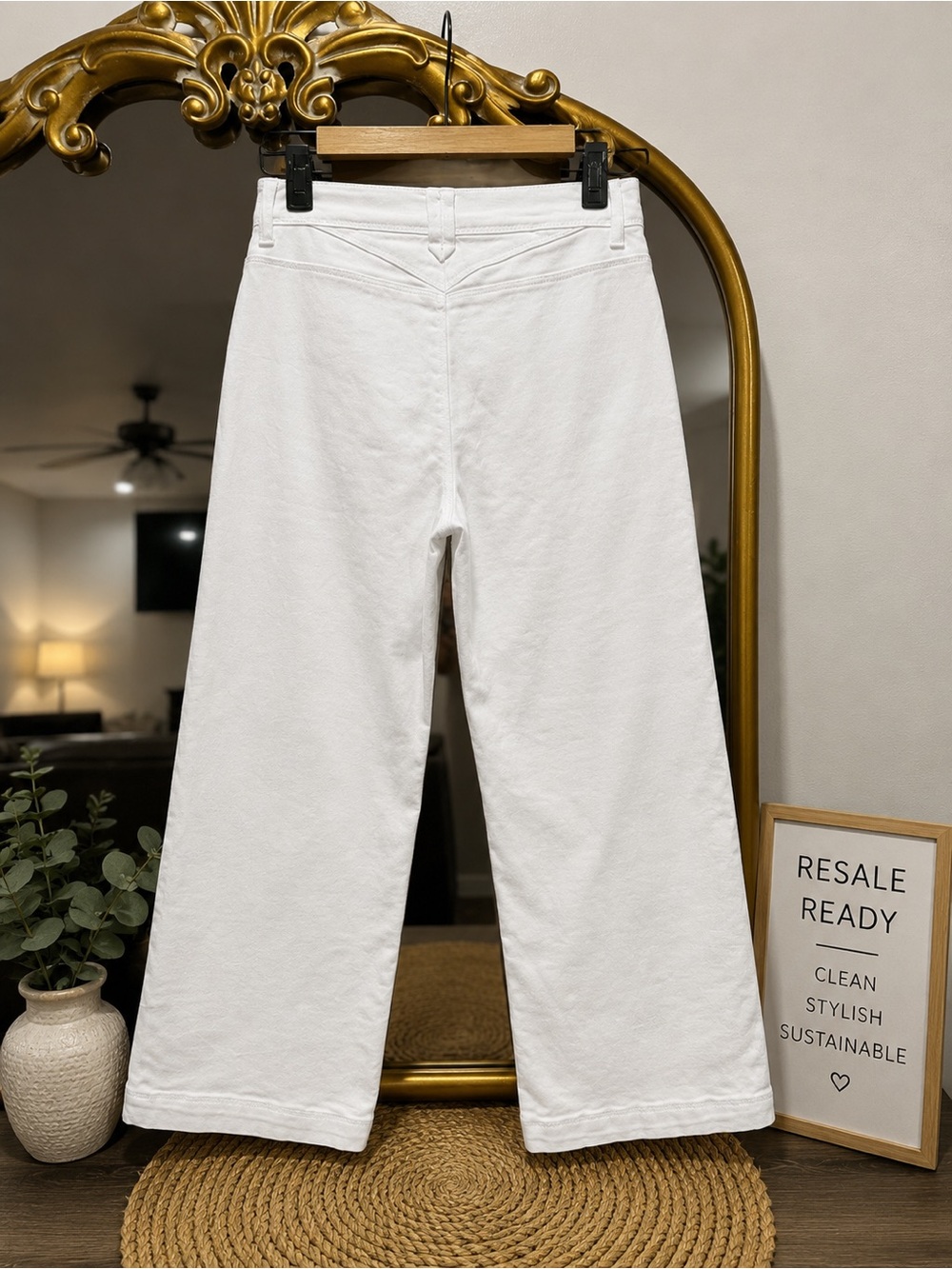 Curve Appeal White High Rose Wide-Leg Jeans with Braided Pocket Detail - Picture 2 of 16
